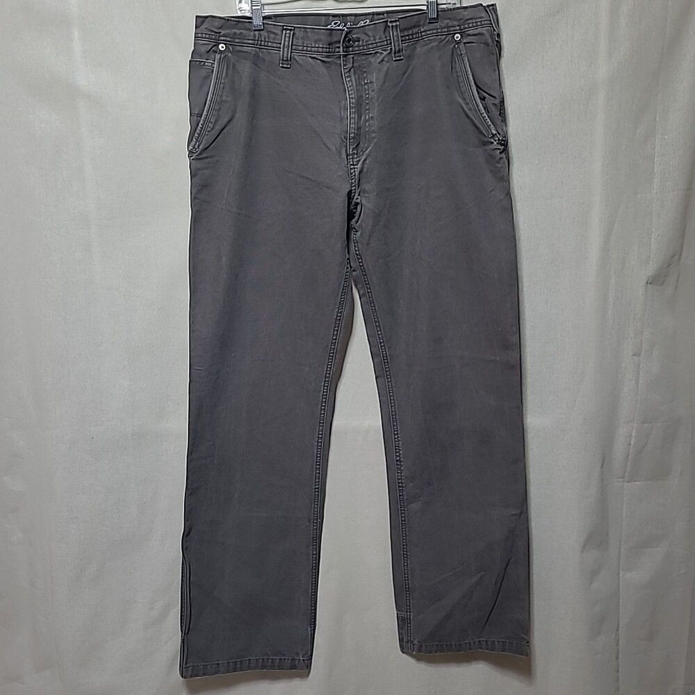 Eddie Bauer Carpenter Pants Men 34x34 Relaxed Fit Grunge Gray Canvas 2015